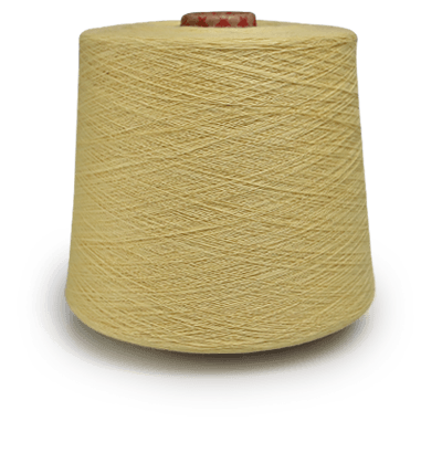 Cream-colored thread spool on a light surface, wound with yarn in neat crisscrosses (yarn skein)