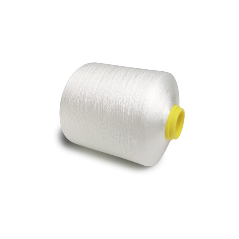 White thread spool with a yellow plastic core