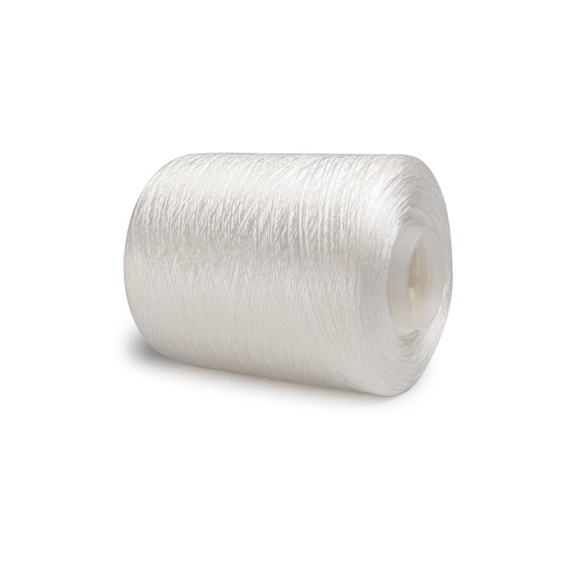White spool of sewing thread on a plastic core.