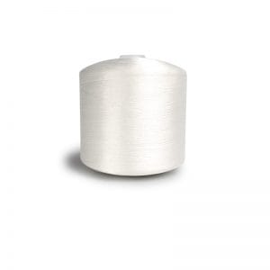 White cylindrical spool of sewing thread on a white background, casting a soft shadow.