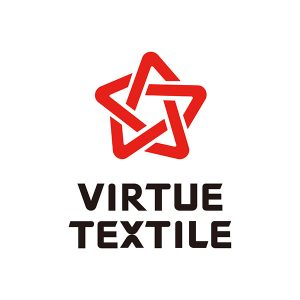 Virtue Textile logo with a red interconnected geometric star above the bold company name in dark letters.